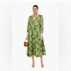 Tuckernuck Green Floral Long Sleeve Dress Perfect Condition Size Small